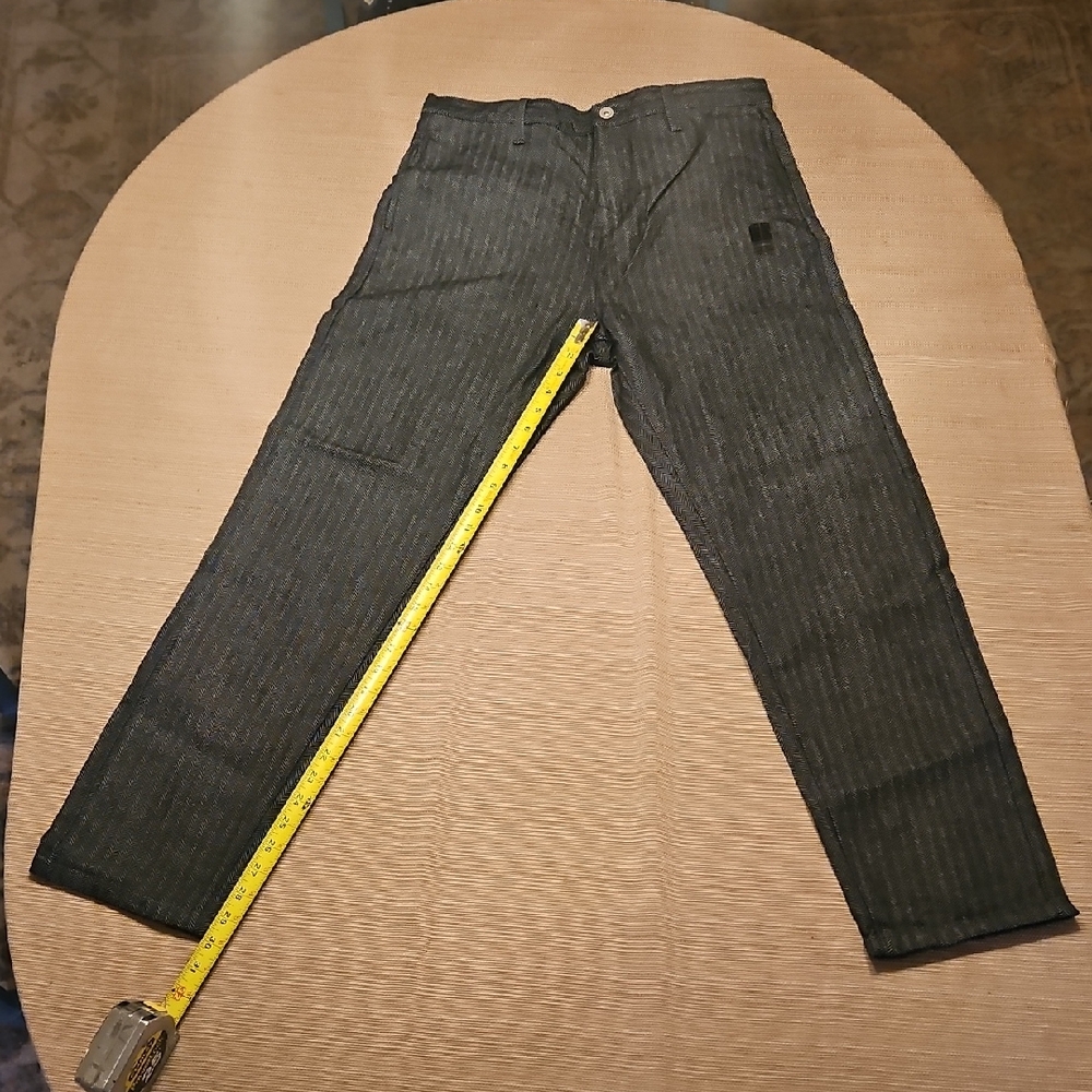 Elegant Charcoal Tweed Striped Men's Dress Pants